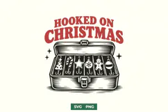 Hooked on Christmas SVG PNG, Funny Fishing Tackle Box Design Product Image 1