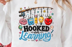 Hooked On Learning PNG Fishing Teacher Shirt, Back To School Product Image 2