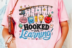 Hooked On Learning PNG Fishing Teacher Shirt, Back To School Product Image 5