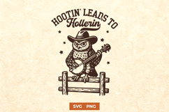 Hootin Leads to Hollerin SVG | Country Owl Banjo Funny PNG Product Image 1