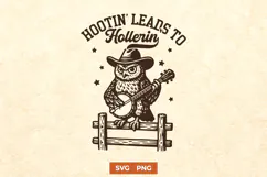 Hootin Leads to Hollerin SVG | Country Owl Banjo Funny PNG Product Image 1