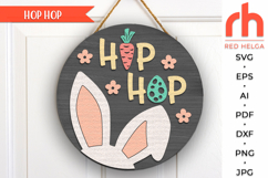hop hop svg, bunny ears svg, rabbit ears svg, welcome sign svg, spring circle sign svg, easter door sign svg, round hanging sign svg, laser cut file, layered sign svg, easter hanger svg, farmhouse easter svg, outdoor sign svg, backyard sign svg