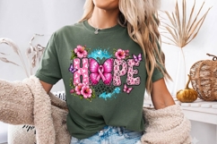 Hope Butterfly Breast Cancer Floral Art PNG Product Image 3