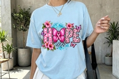 Hope Butterfly Breast Cancer Floral Art PNG Product Image 4