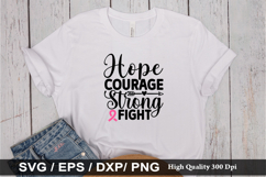 Hope Courage Strong Fight SVG - Breast Cancer Design Product Image 1