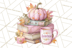 Pink Pumpkin Clipart, Fall Breast Cancer PNG Product Image 2