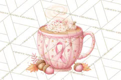 Pink Pumpkin Clipart, Fall Breast Cancer PNG Product Image 5