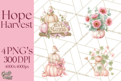 Pink Pumpkin Clipart, Fall Breast Cancer PNG Product Image 1
