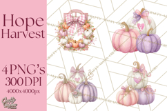 Pink Pumpkin Clipart, Fall Breast Cancer PNG Product Image 1