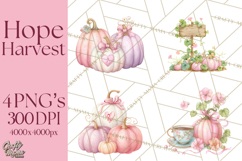Pink Pumpkin Clipart, Fall Breast Cancer PNG Product Image 1