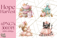 Pink Pumpkin Clipart, Fall Breast Cancer PNG Product Image 1