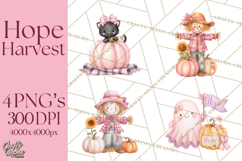 Pink Pumpkin Clipart, Fall Breast Cancer PNG Product Image 1