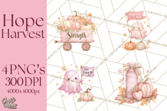 Pink Pumpkin Clipart, Fall Breast Cancer PNG Product Image 1