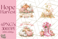 Pink Pumpkin Clipart, Fall Breast Cancer PNG Product Image 1