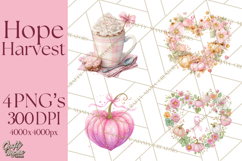 Pink Pumpkin Clipart, Fall Breast Cancer PNG Product Image 1
