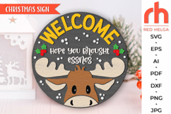 hope you brought eggnog svg, laser cut file, layered round sign, moose eggnog sign svg, xmas elk sign svg, christmas circle sign svg, welcome sign svg, xmas door sign svg, holiday hanger svg, round hanging sign, outdoor sign svg, glowforge cut file