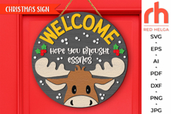 hope you brought eggnog svg, laser cut file, layered round sign, moose eggnog sign svg, xmas elk sign svg, christmas circle sign svg, welcome sign svg, xmas door sign svg, holiday hanger svg, round hanging sign, outdoor sign svg, glowforge cut file