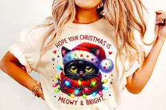 Hope Your Christmas Is Meowy And Bright, Christmas Cat PNG Product Image 3