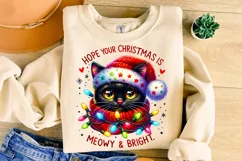 Hope Your Christmas Is Meowy And Bright, Christmas Cat PNG Product Image 2