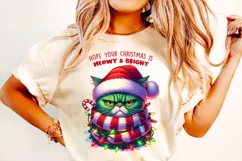 Hope Your Christmas Is Meowy And Bright, Christmas Cat PNG Product Image 1