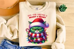 Hope Your Christmas Is Meowy And Bright, Christmas Cat PNG Product Image 2