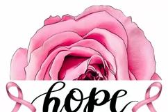 Floral Hope Png Pink Ribbon Sublimation Design Rose Flower Product Image 6