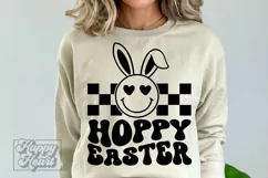Hoppy Easter SVG - Happy Easter Bunny PNG - Retro Easter SVG Product Image 1