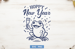 Hoppy New Year SVG PNG | Funny Frog New Year Cricut Cut File Product Image 1