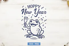 Hoppy New Year SVG PNG | Funny Frog New Year Cricut Cut File Product Image 1