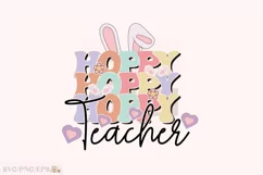 Retro Hoppy Teacher SVG PNG Sublimation T-shirt Design Product Image 1