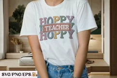 Retro Hoppy Teacher SVG PNG Sublimation T-shirt Design Product Image 3