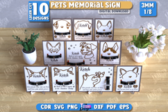 Pets Memorial Sign with Name Laser Cut Bundle, Paw Prints Product Image 1