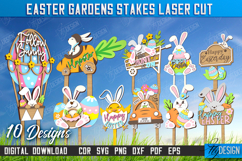 Easter Garden Stakes Laser Cut Bundle, Wooden Plant Markers Product Image 1