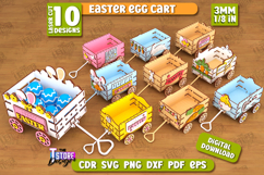 Easter Egg Cart Laser Cut Bundle, 3D Happy Easter Candy Box Product Image 1