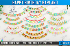 Happy Birthday Garland Laser Cut Bundle, Birthday Banner SVG Product Image 1