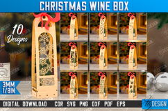 Christmas Wine Box Laser Cut Bundle, Wooden Gift Bottle Box Product Image 1