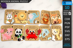 Kids Blocks Puzzle with Animals Laser Cut Bundle|Wooden Game Product Image 1
