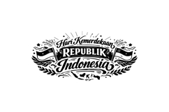 Horizontal Black and White Indonesian Independence Day Lette Product Image 1