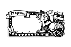 Horizontal Black and White Indonesian Independence Frame Des Product Image 1