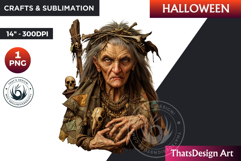 Horrific Halloween Witch Clipart, spooky Bad witch PNG Product Image 1