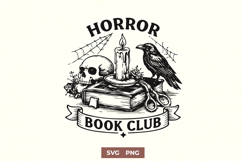 Horror Book Club SVG - Spooky Reading PNG - Gothic Raven Product Image 1