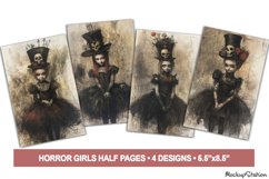 Horror Girls Junk Journal Printable Half Pages | Halloween Product Image 1
