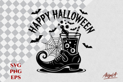 Witch boot silhouette Happy Halloween witches brew SVG Product Image 1