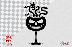 Jack o lantern face SVG Halloween horror Wine glass cocktail Product Image 1