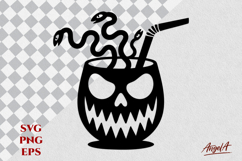 Halloween wine glass horror face SVG T-shirt print cocktail Product Image 1