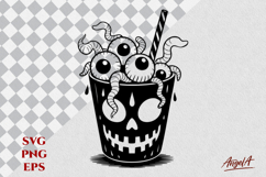 Halloween Skull face SVG horror cocktail T-shirt print Product Image 1