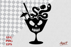 Wine glass with Halloween horror face snakes Cocktail SVG Product Image 1