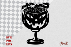 Halloween horror Jack o lantern face Cocktail glass SVG Bat Product Image 1