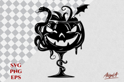 Halloween horror Jack o lantern face Cocktail glass SVG Product Image 1