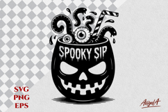 Cocktail SVG Wine glass Halloween quote, horror pumpkin face Product Image 1